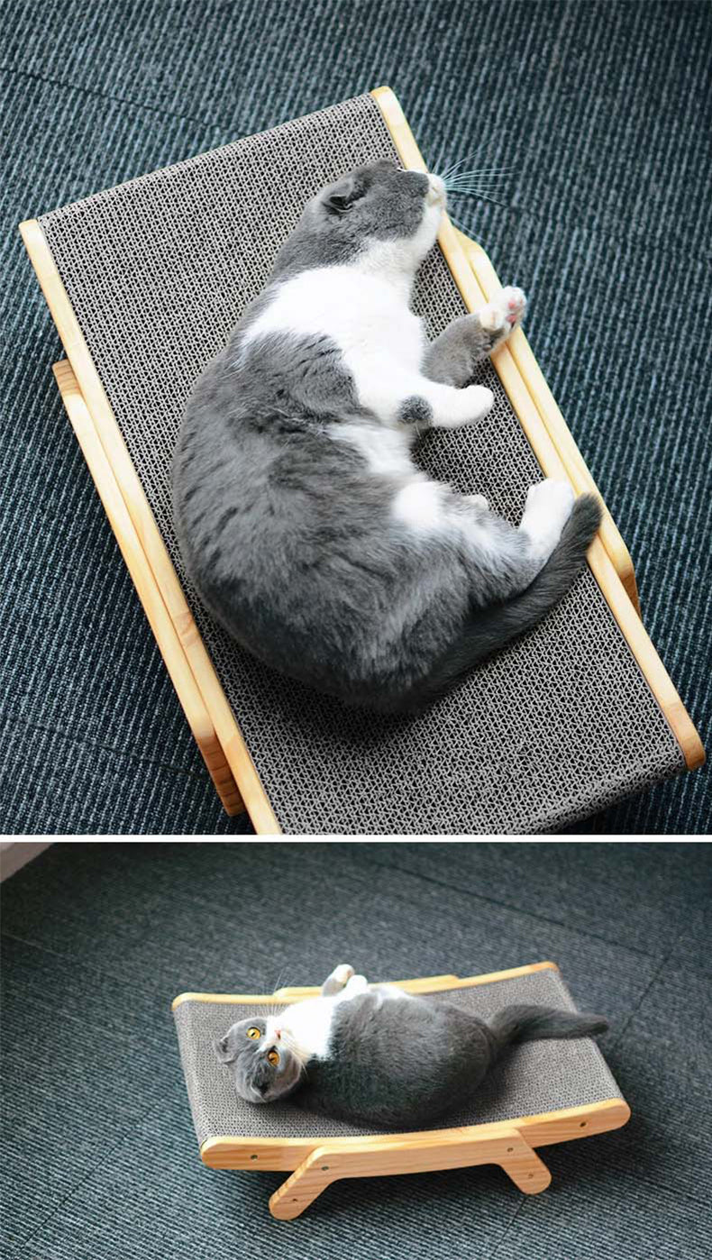 Cat Scratcher Board Wooden Frame Cat Scratching Bed Anti-Scratch Toys Claw Couch Scraper For Cats