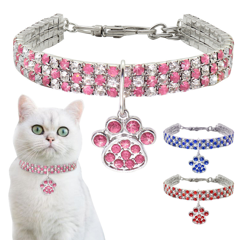 New Pet Collar Diamond Mixed Color Dogs And Cats Supplies Elastic Dogs And Cats Necklace Ornament